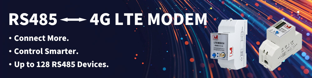 J119026 RS485 to 4G Converter LTE Modem for Energy Meter Data Reading 230V AC DIN Rail Mount