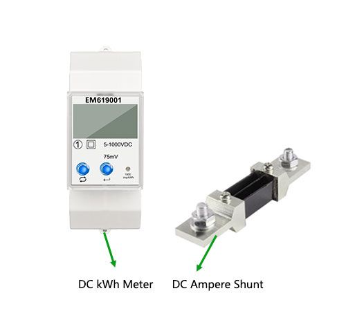 EM619001 Din Rail 5-1000VDC 75mV Shunt RS485 Modbus Bidirectional DC Smart Energy Meter for Solar System