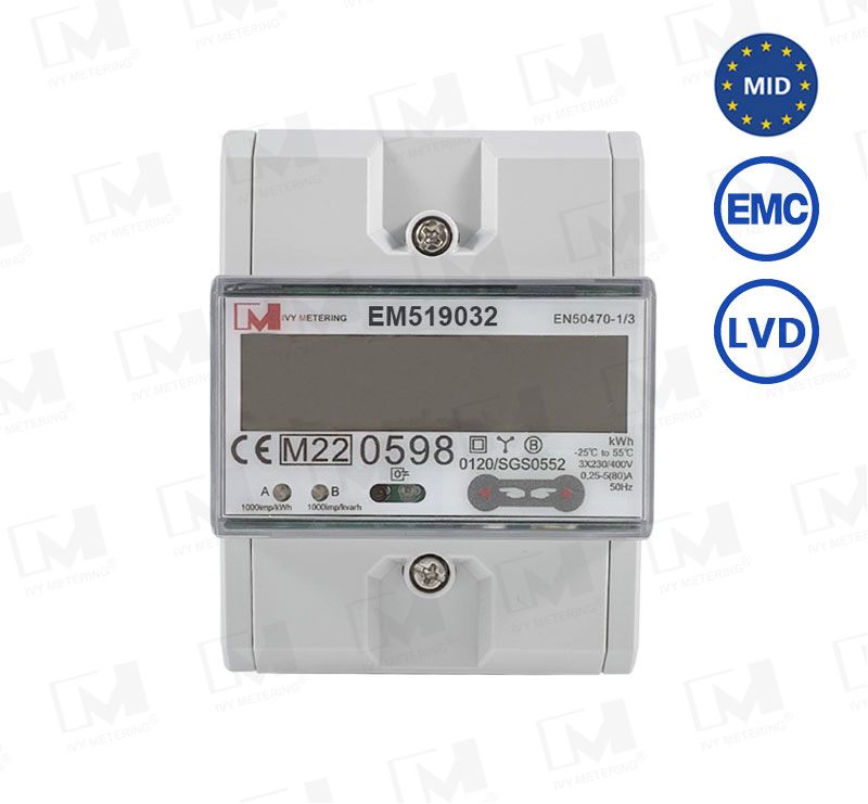 EM519032 MID Approved Din Rail 3 Phase RS485 Modbus Smart Energy Meter Bi directional Meter Solar
