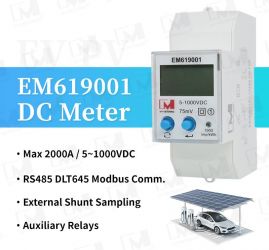 EM619001 200A 600VDC Din Rail RS485 Modbus Net Metering DC Smart PV Solar Bidirectional Meter  