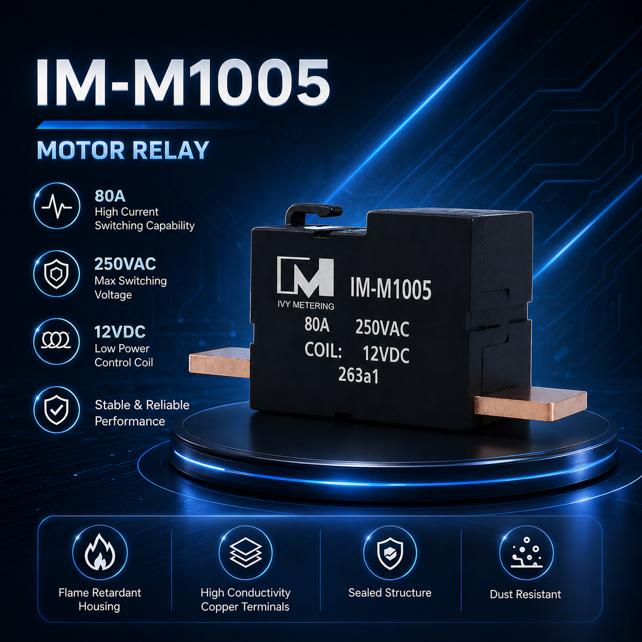 IM-M1005 80A 250VAC 1P Single-Phase Motor Latching Relay