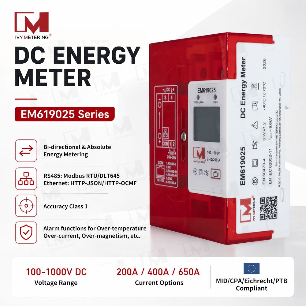 EM619025~27 Series Bi-directional DC Energy Meter with RS485 & Ethernet Communication