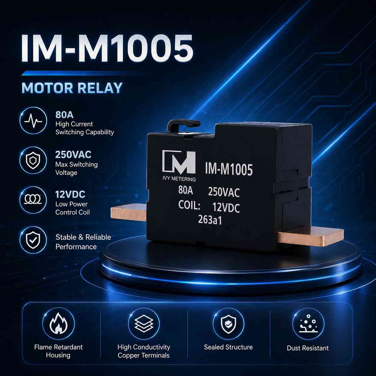 IM-M1005 80A 250VAC 1P Single-Phase Motor Latching Relay