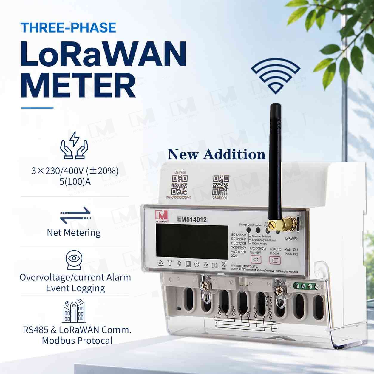 EM514012 LoRaWAN Three Phase Smart Energy Meter with Remote Control