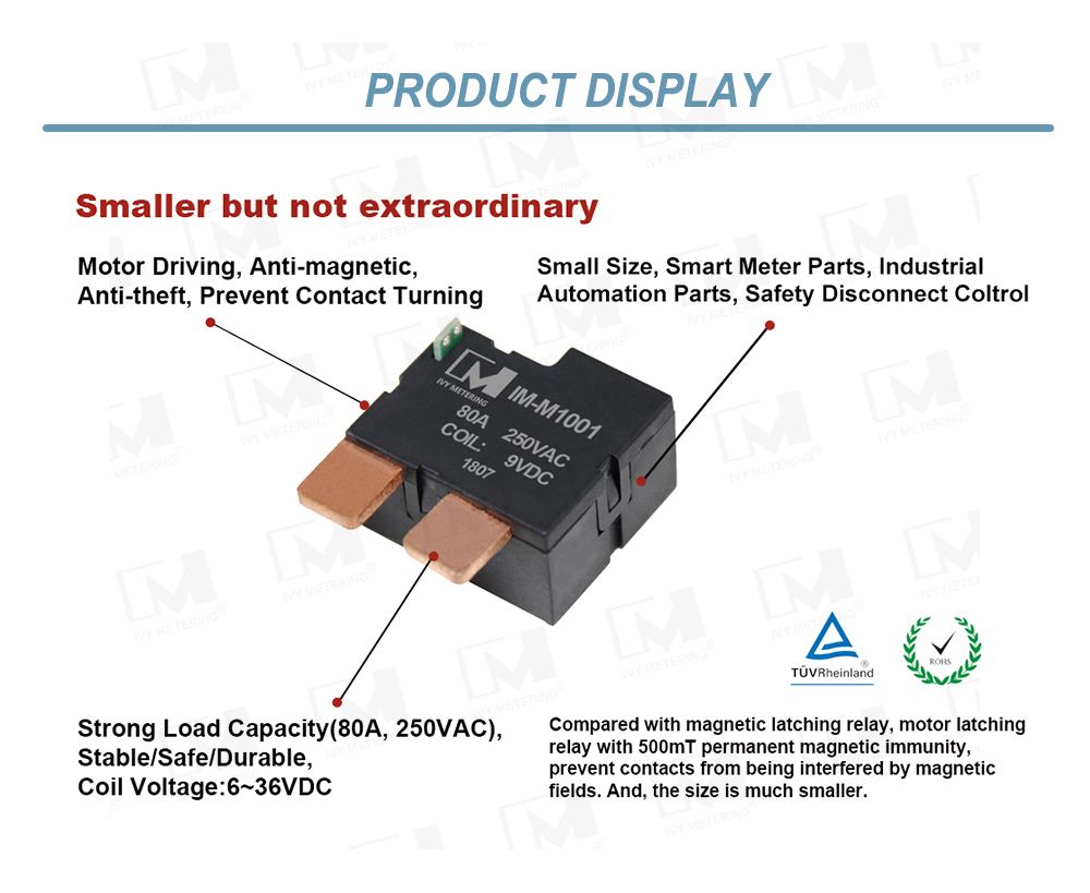 IM-M1002 Anti-magnetic 500mT 80A 250VDC 12 Volt Single Pole Miniature Motor Latching Solar Relay