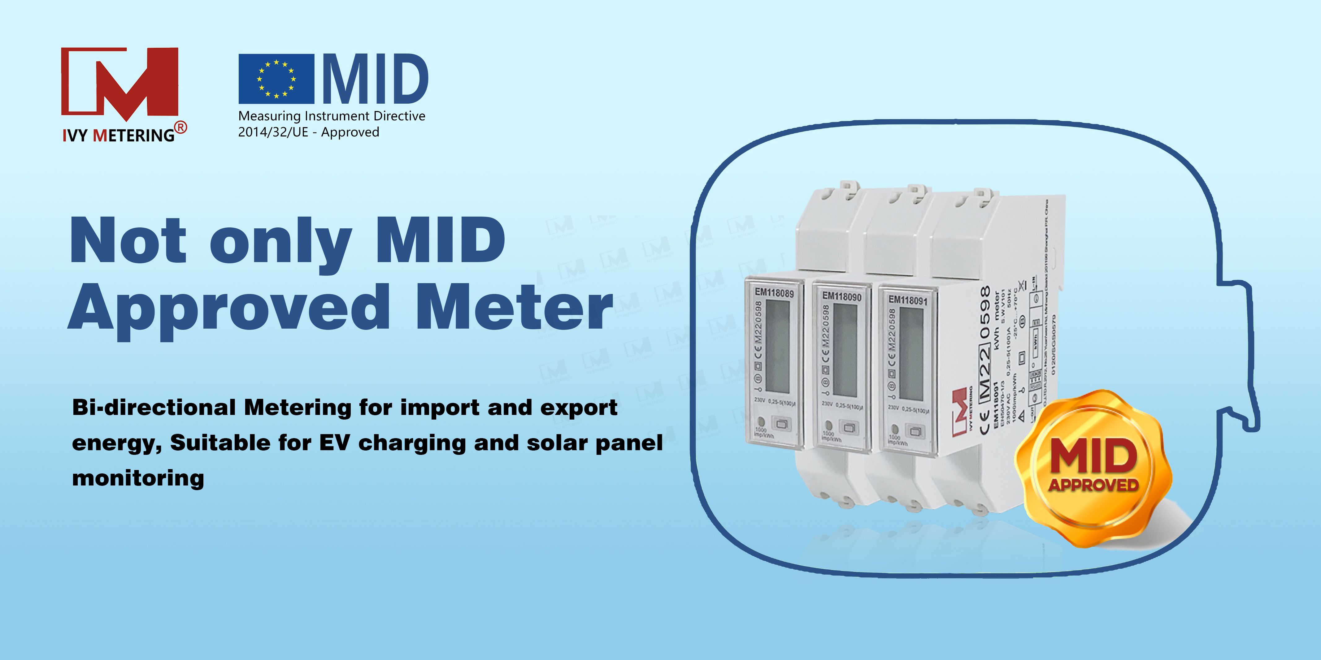 EM118090 MID Approved Single Phase Din Rail Mount Bidirectional Energy Meter for V2G EV Charger