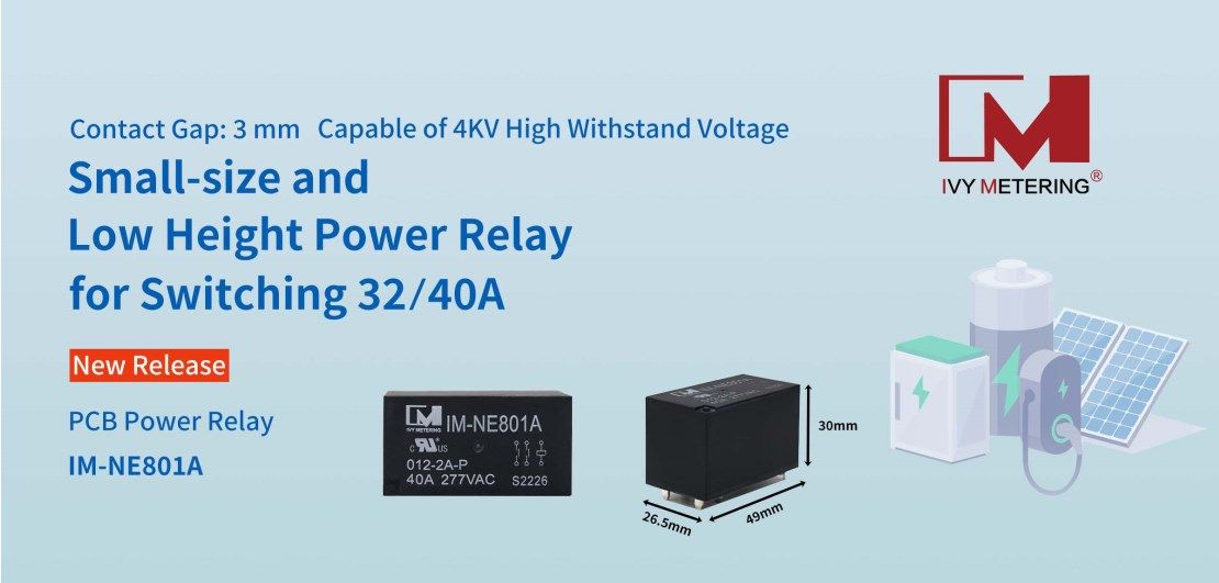 IM-NE801A UL/IEC61810-1 40A 12VDC DPST NO 2 Pole Monostable Power Relay for Mode 3 32A EV Charger