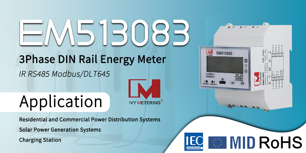 EM513083 Three Phase Four Wires 3*230(400)V RS485 MID Smart Energy Meter for Commercial Building