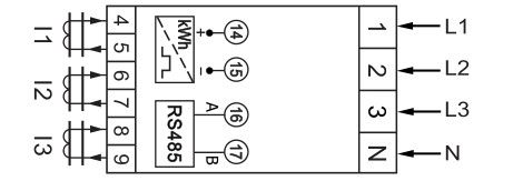 Three Phase Four Wire CT Type DIN Rail Meter