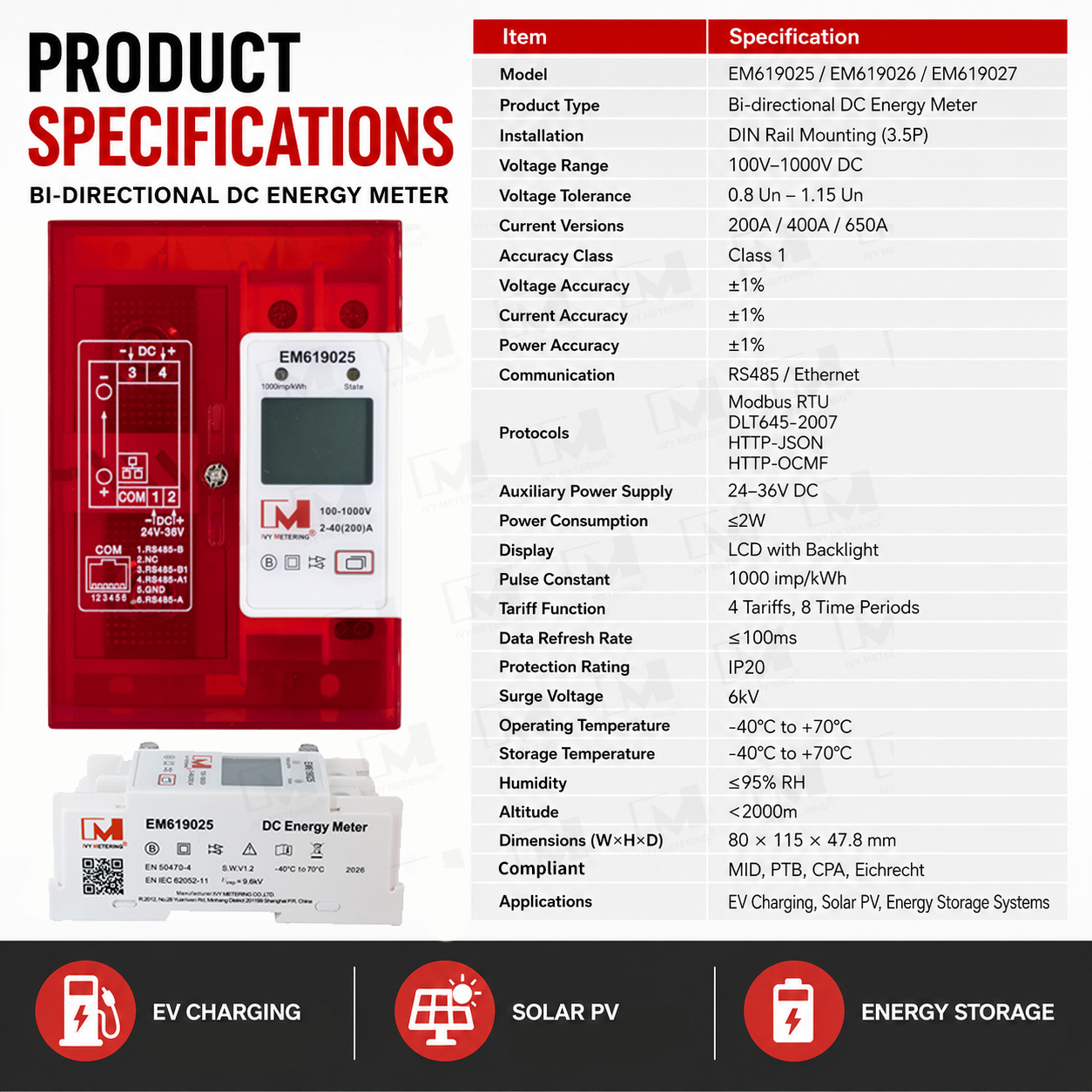 EM619025~27 Series Bi-directional DC Energy Meter with RS485 EM619025~27 Series Bi-directional DC Energy Meter with RS485
